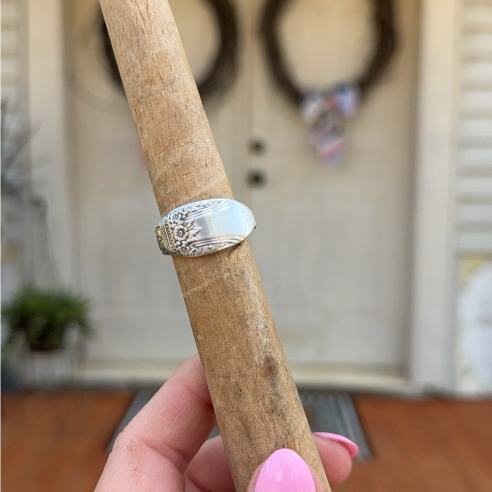 Sterling Silver Floral Spoon Ring - Silver